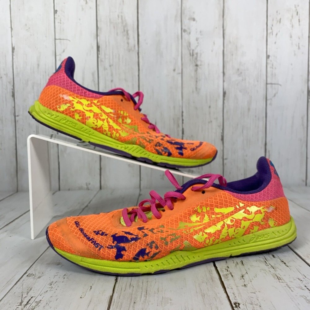 ASICS Gel Noosa Fast Neon Multicolor Orange Running Shoes T357N Sz 8.5